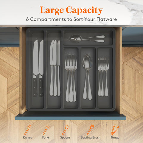 Lifewit 6-compartment design keeps flatware organized