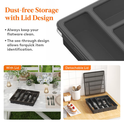 Lifewit organizer with clear lid for quick utensil finding
