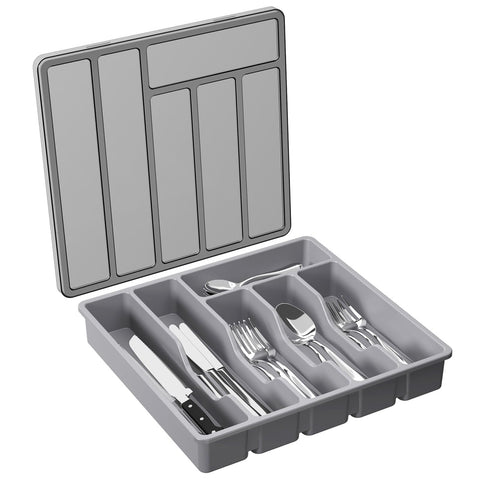 Lifewit silverware organizer with lid keeps cutlery dust-free and ready to use.