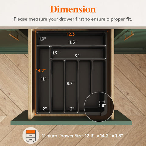 Lifewit silverware tray fits most standard drawers for easy storage.