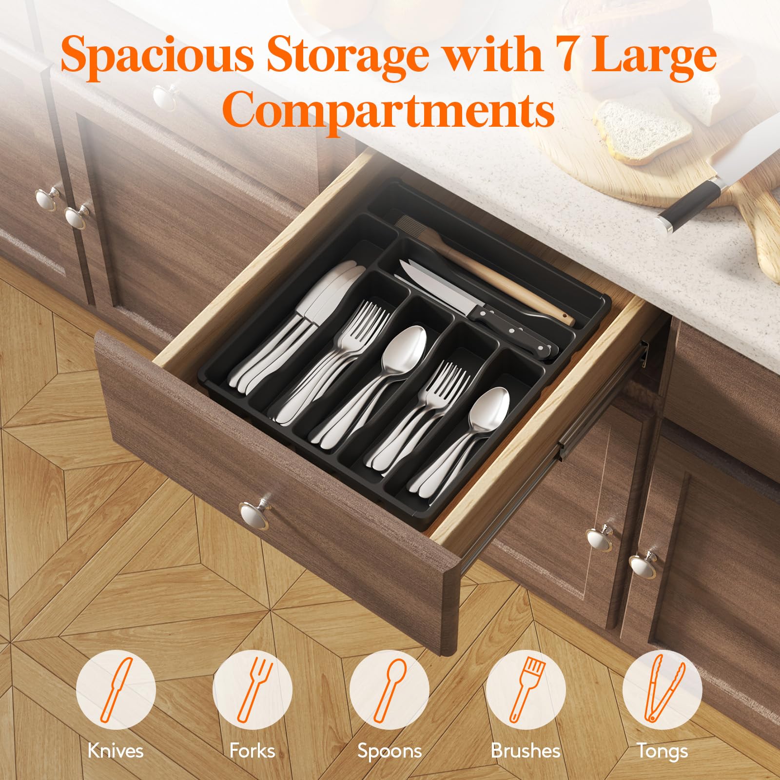 Lifewit groove-design tray offers quick access to utensils.