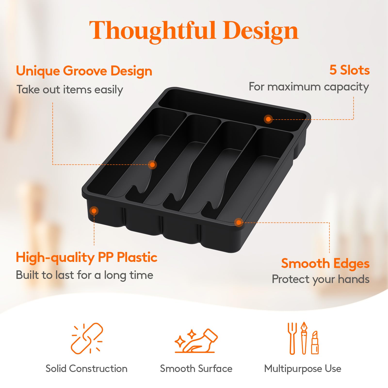 Lifewit tray placed in a drawer keeping flatware organized