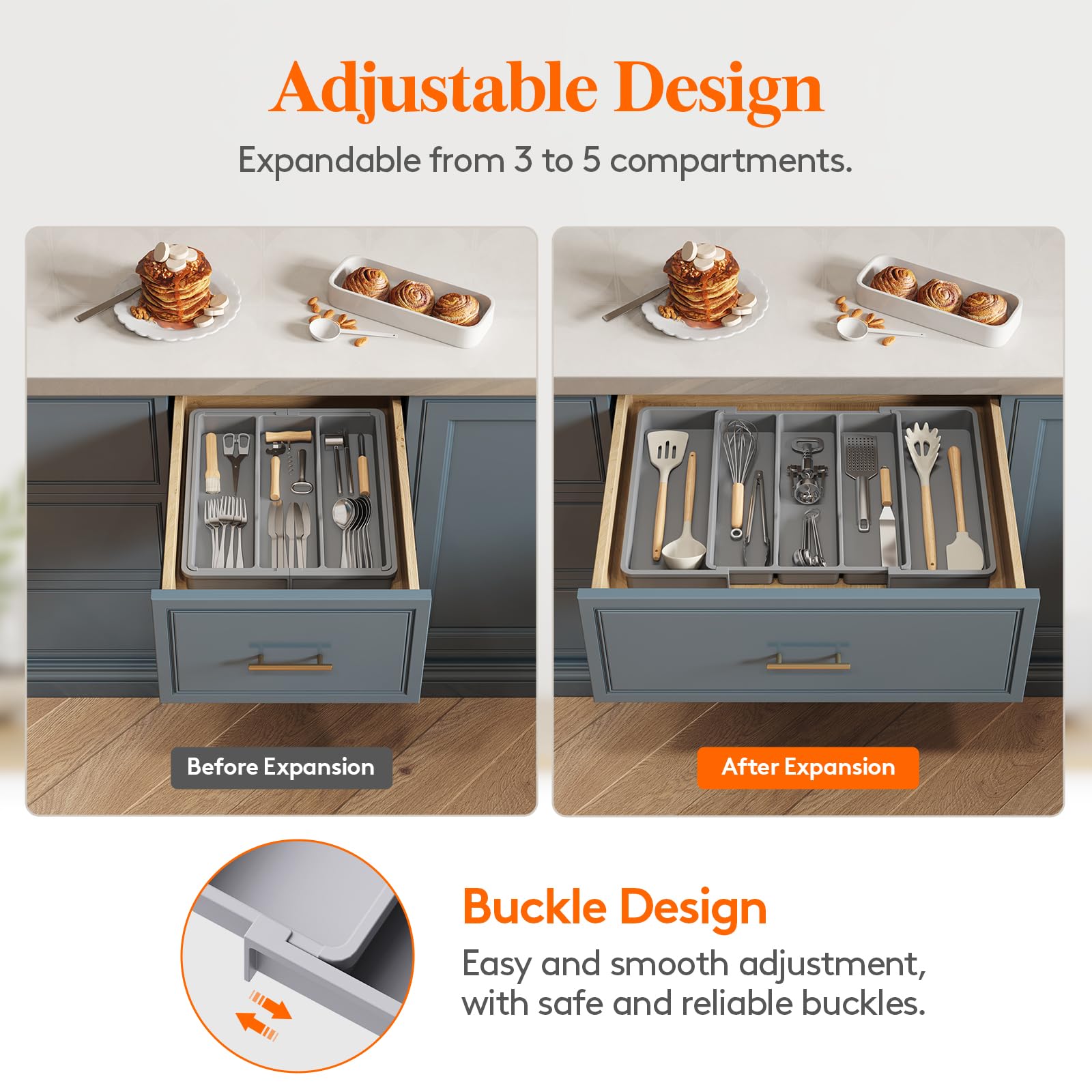 Lifewit solid bottom panel prevents items from sliding under dividers