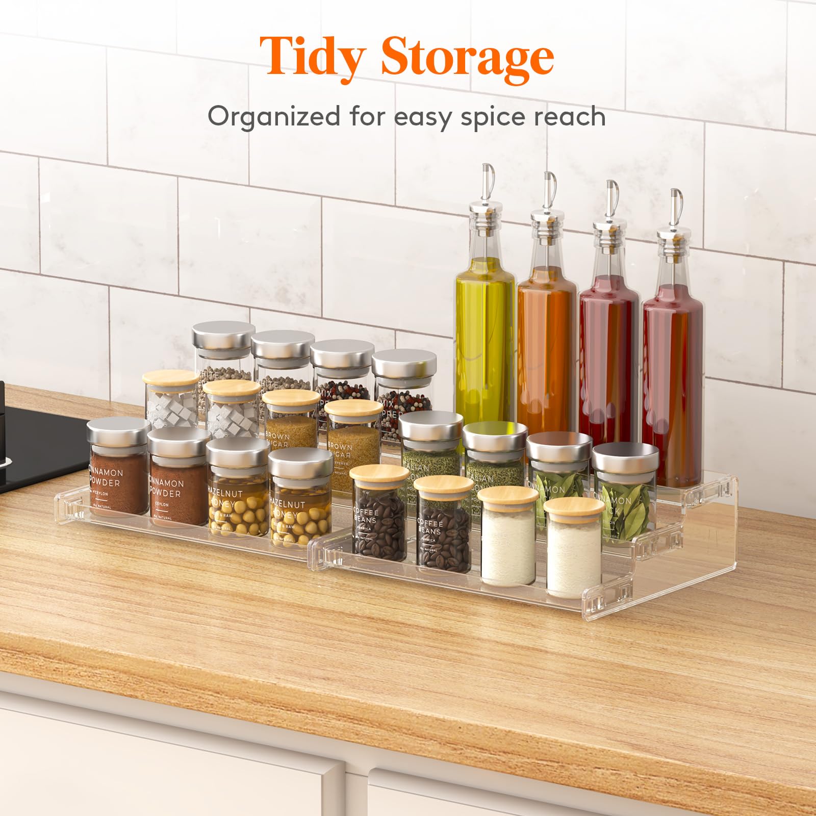 Lifewit spice rack countertop display within reach of condiments