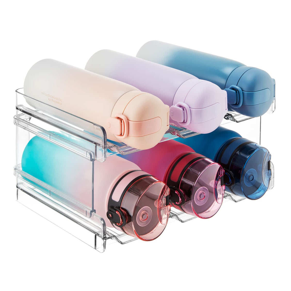 Lifewit Stackable Bottle Organizer cabinet top view keeps bottles accessible