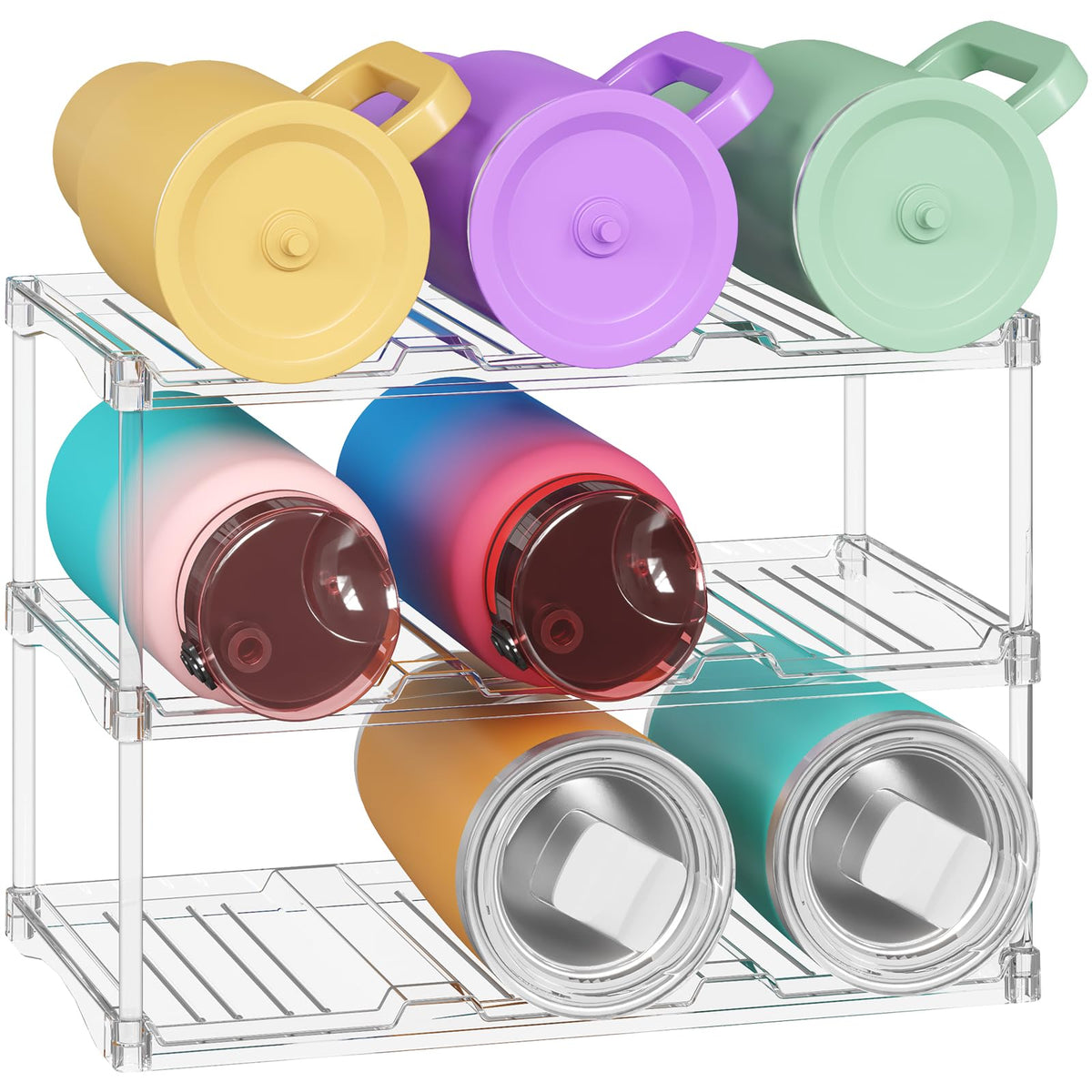 Lifewit stackable bottle storage assembly keeps bottles neatly organized and accessible