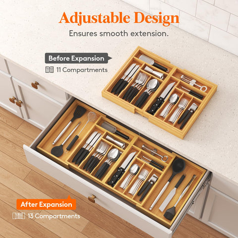 Lifewit thirteen-compartment layout keeps utensils neatly separated