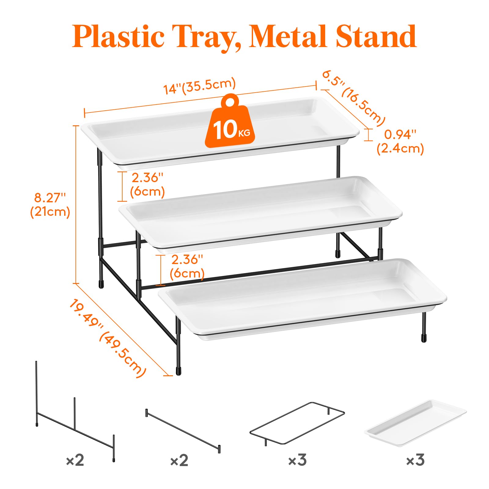 Lifewit tiered tray stand with black base offers stable display for snacks.