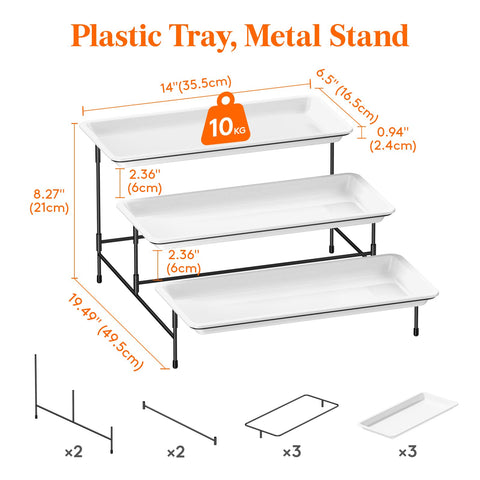 Lifewit tiered tray stand with black base offers stable display for snacks.