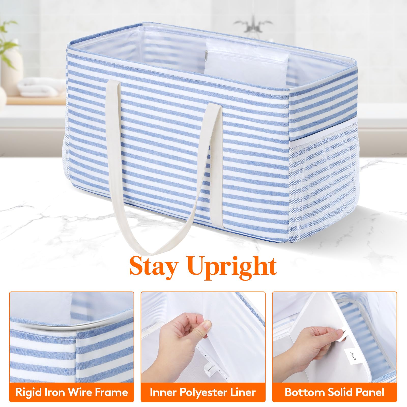 Lifewit tote bag bottom panel providing stability during heavy groceries.