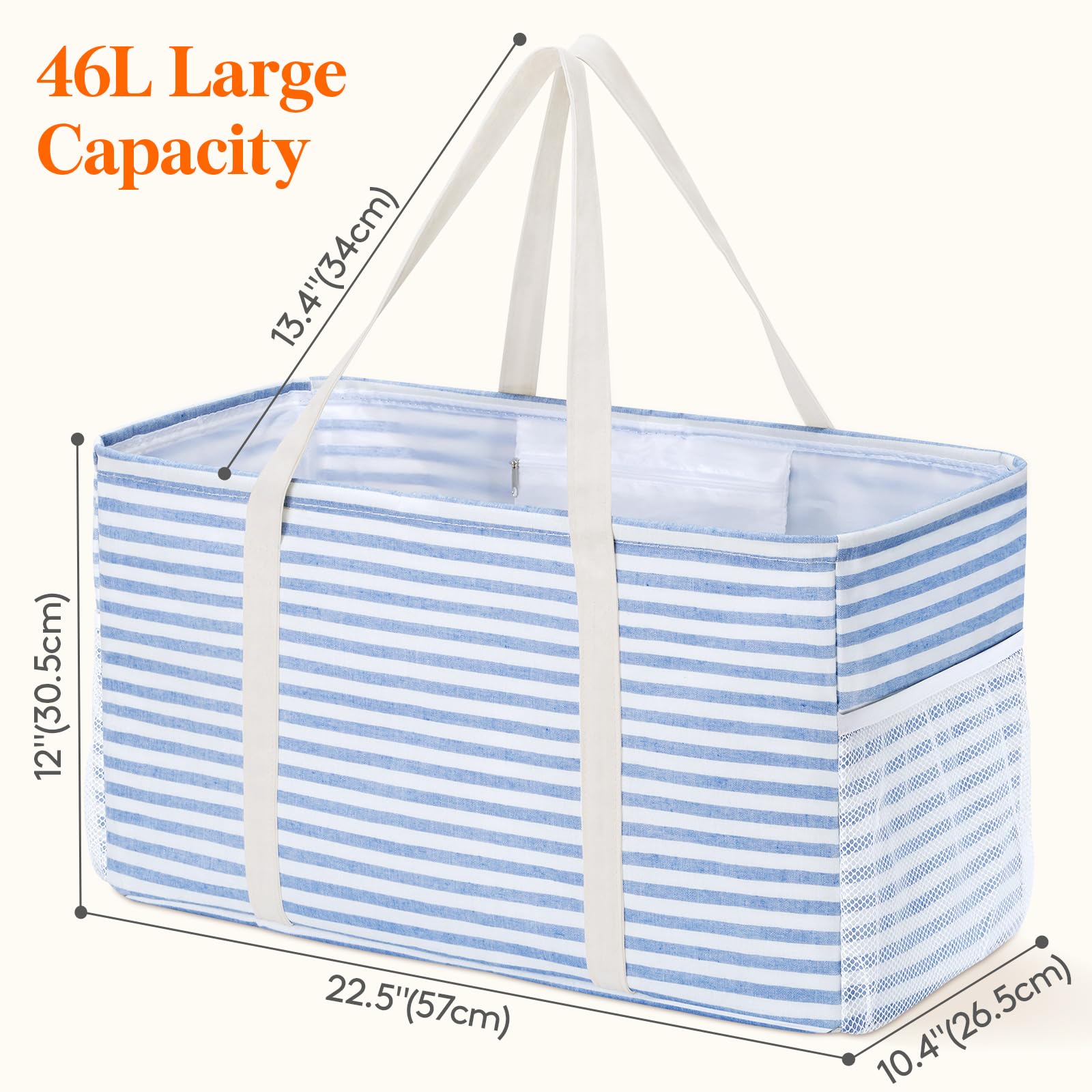 Lifewit tote bag with metal wire frame and mesh pockets for small items.