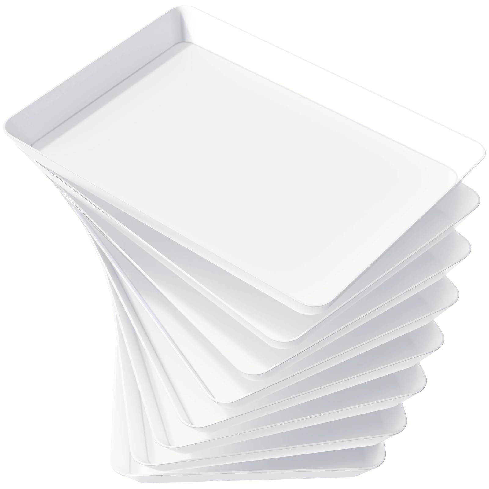 Lifewit eight-pack white rectangular trays, top view for buffet presentations.