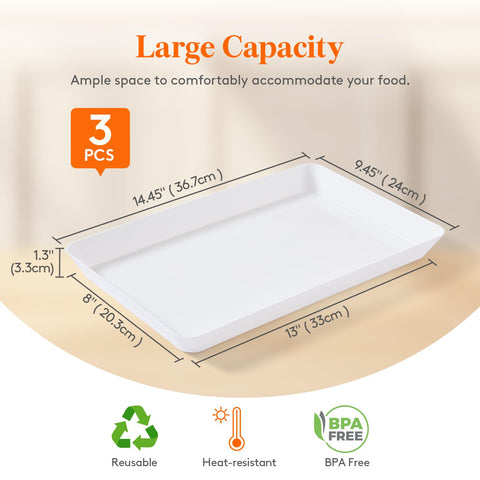 Lifewit tray with 1.3-inch raised edges prevents spills during service