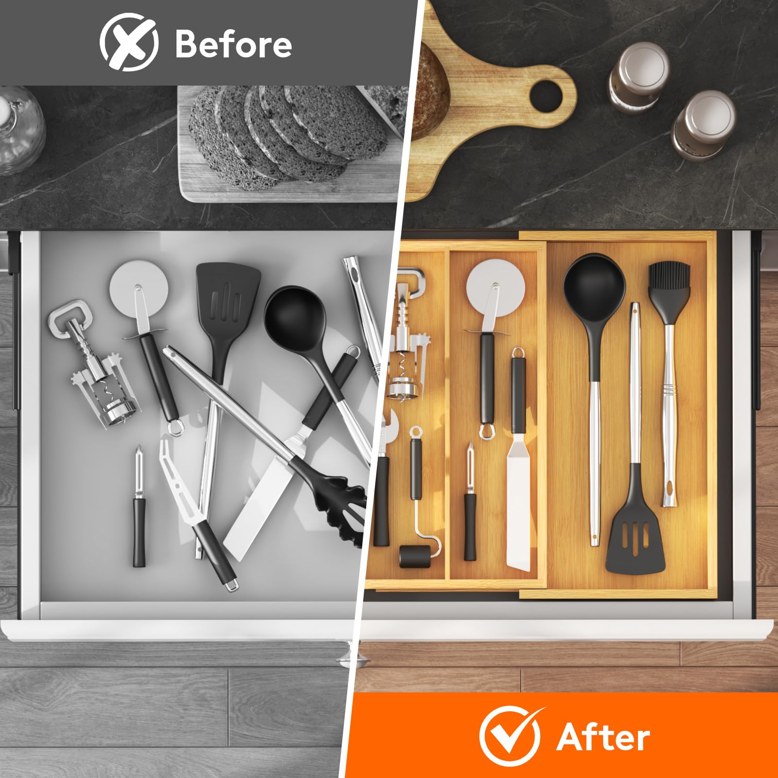 Lifewit versatile tray stores small items beyond utensils.