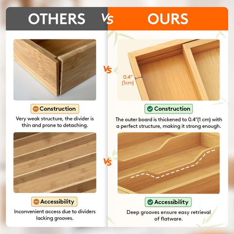 Lifewit smooth natural bamboo surface adds warmth to kitchen decor.