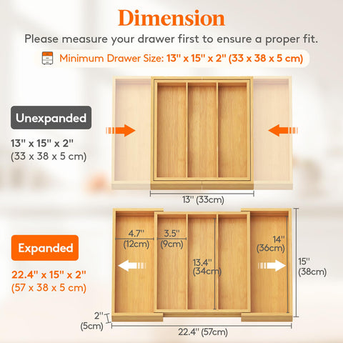 Lifewit expandable-slots feature shows three-to-five compartments for flexible storage.