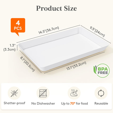 Lifewit white rectangular trays top view for elegant buffet presentations.