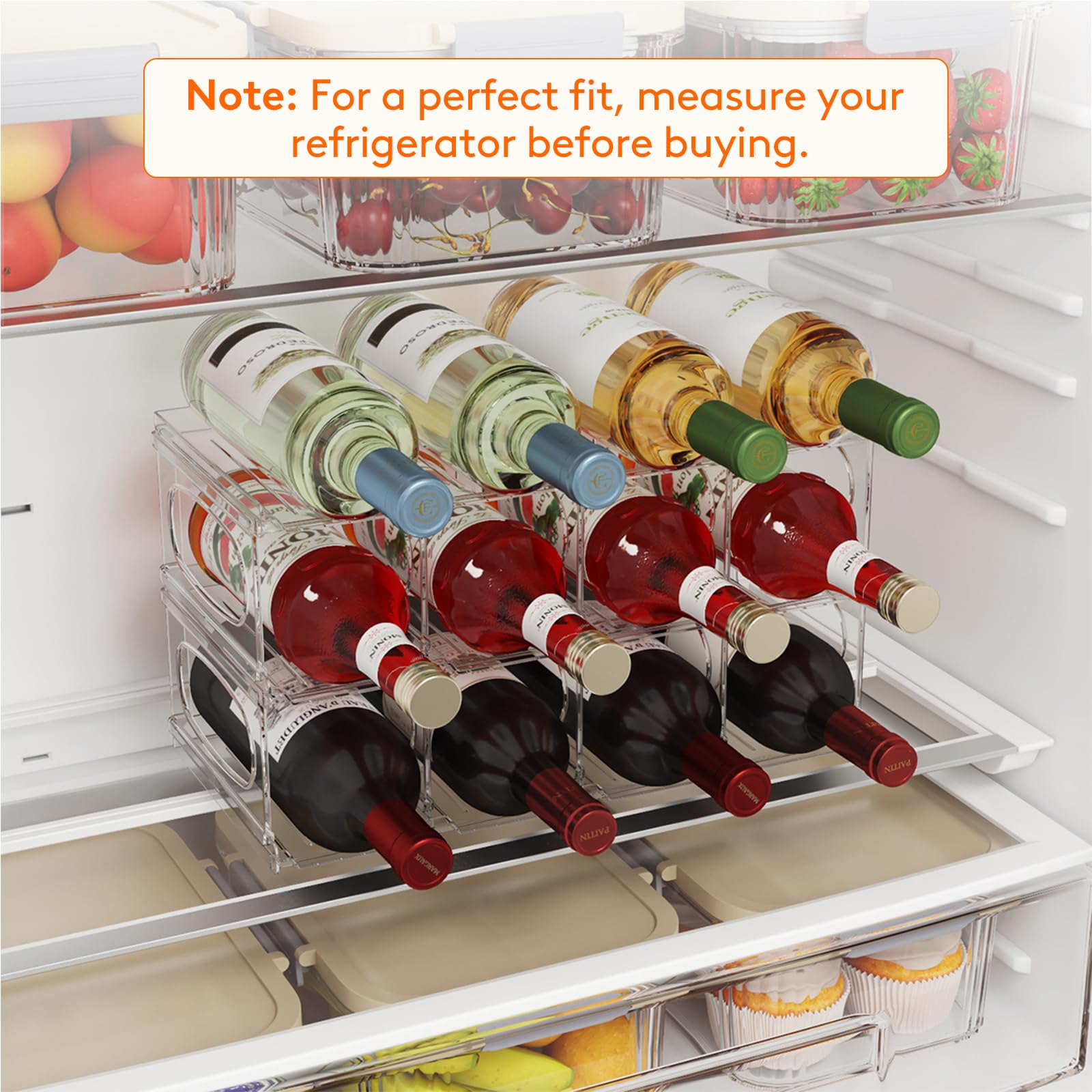 Lifewit rack with fixed bottle rows prevents rolling.