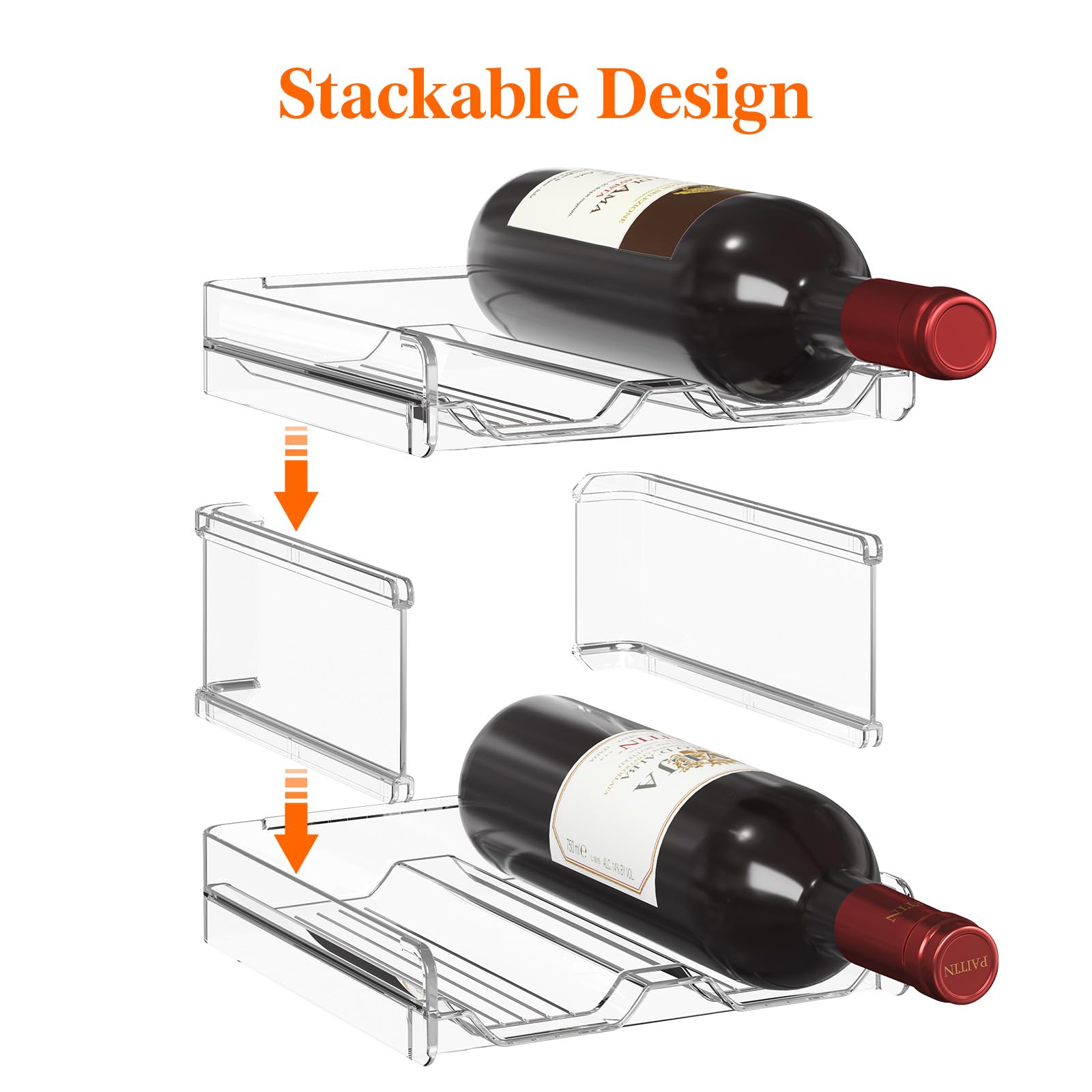 Lifewit wine rack fits fridge and cabinet spaces for efficient storage.