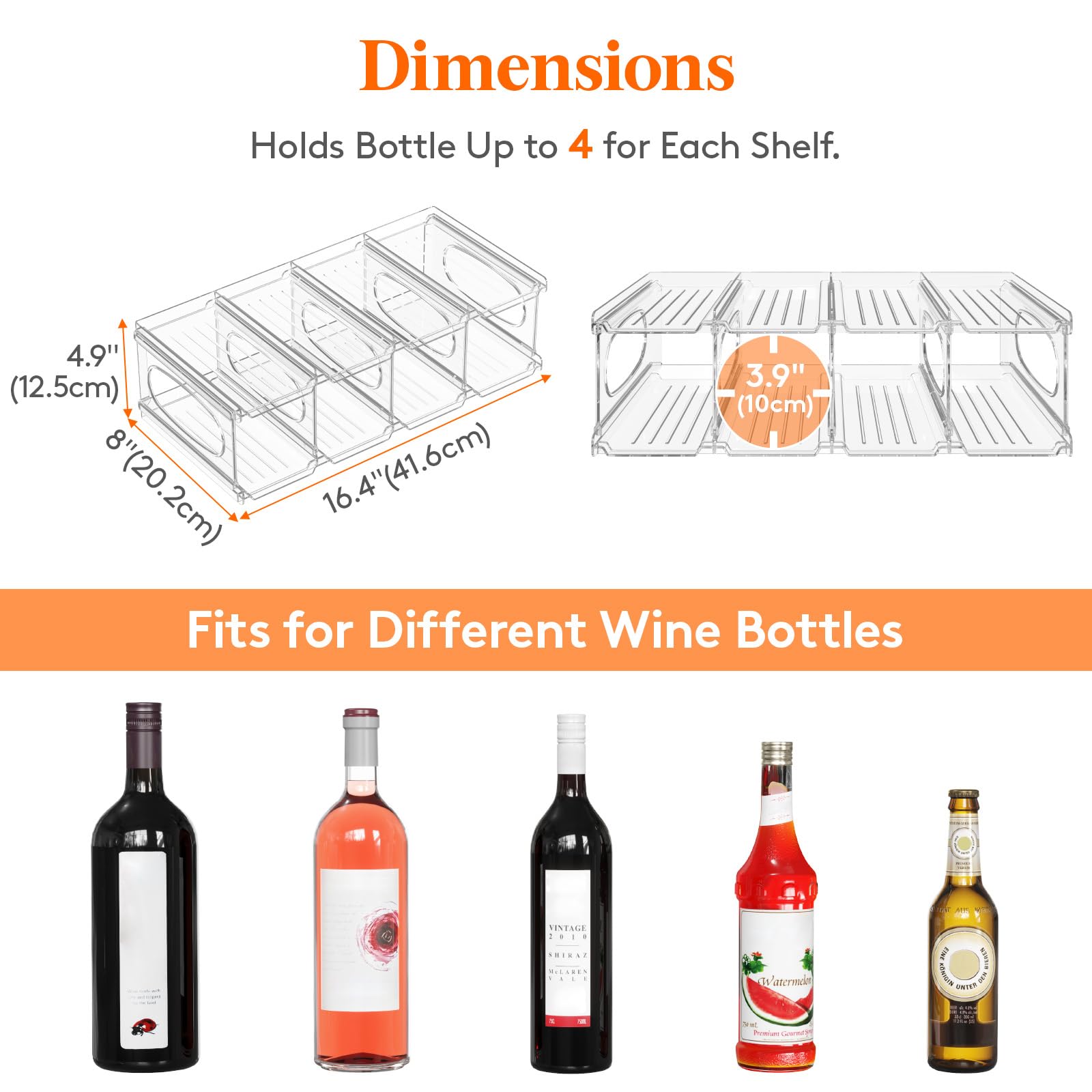 Lifewit rack with fixed bottle rails prevents rolling for easy access