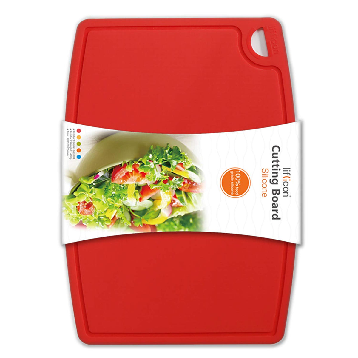 Liflicon thick silicone cutting board with juice grooves for mess-free prep.