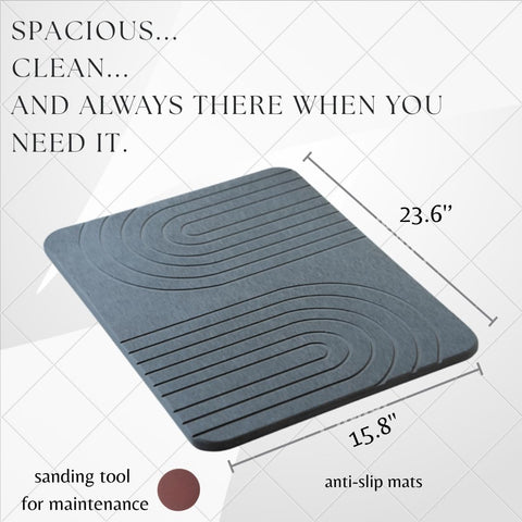 LIFSEZY diatomite drying mat with self-draining tray stays in place thanks to non-slip surface