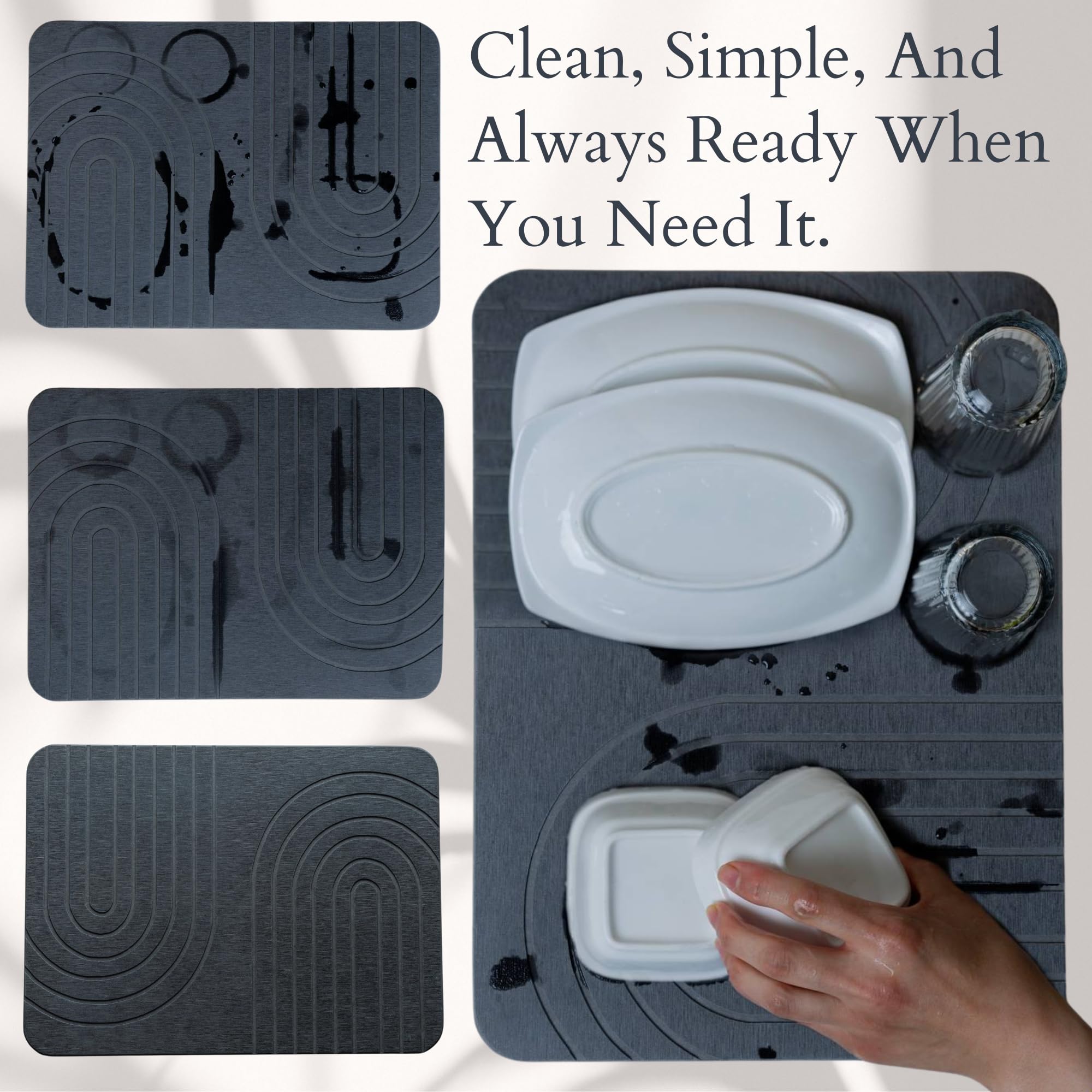 LIFSEZY gray stone mat placed near the sink for tidy drying