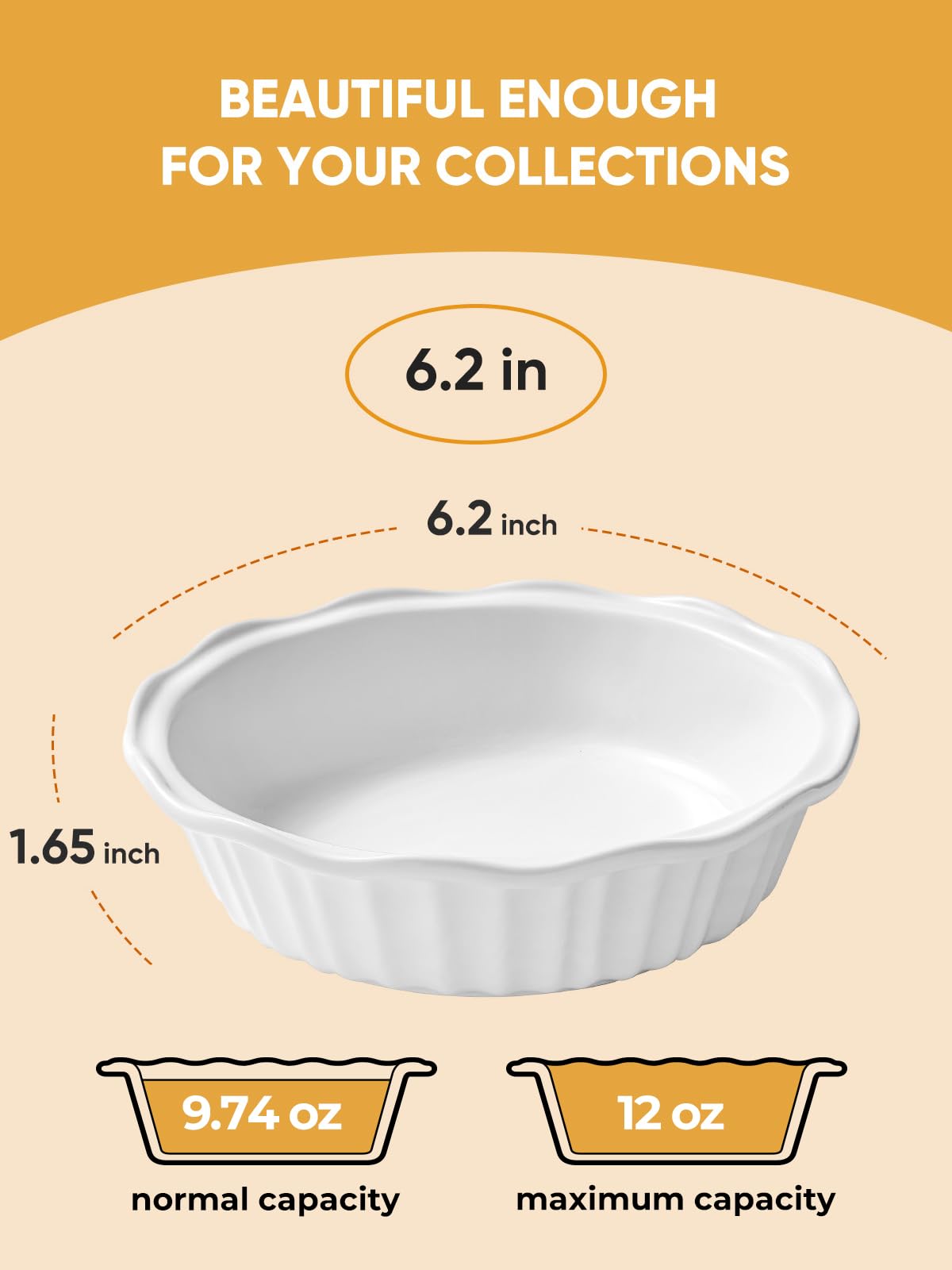 LIFVER ceramic pie pan fluted edge helps even heat distribution for consistent results