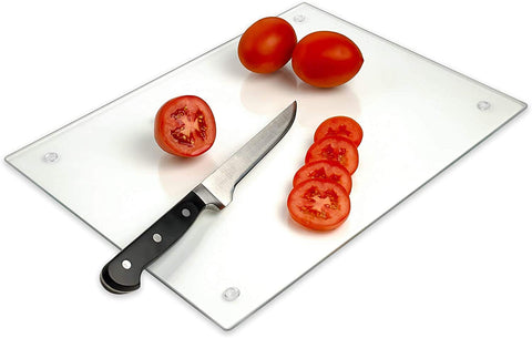 Light In The Dark glass cutting board anti-slip feet prevent slipping on countertops.