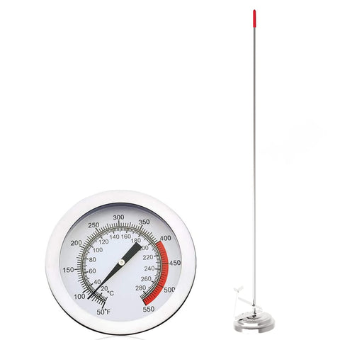 LightBeam thermometer with clip held over pot for steady hands-free monitoring.