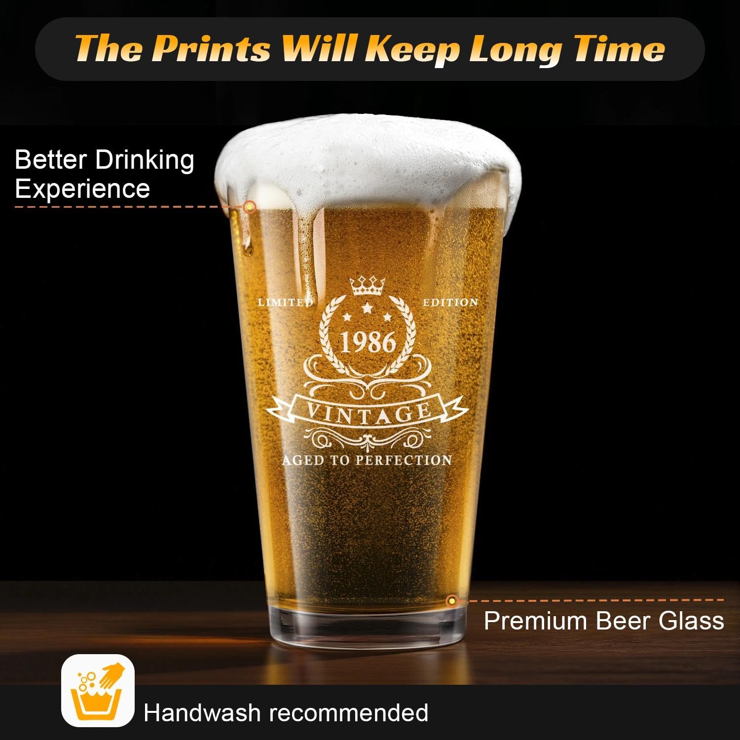 LIGHTEN LIFE 16oz pint glass provides ample room for beverages.
