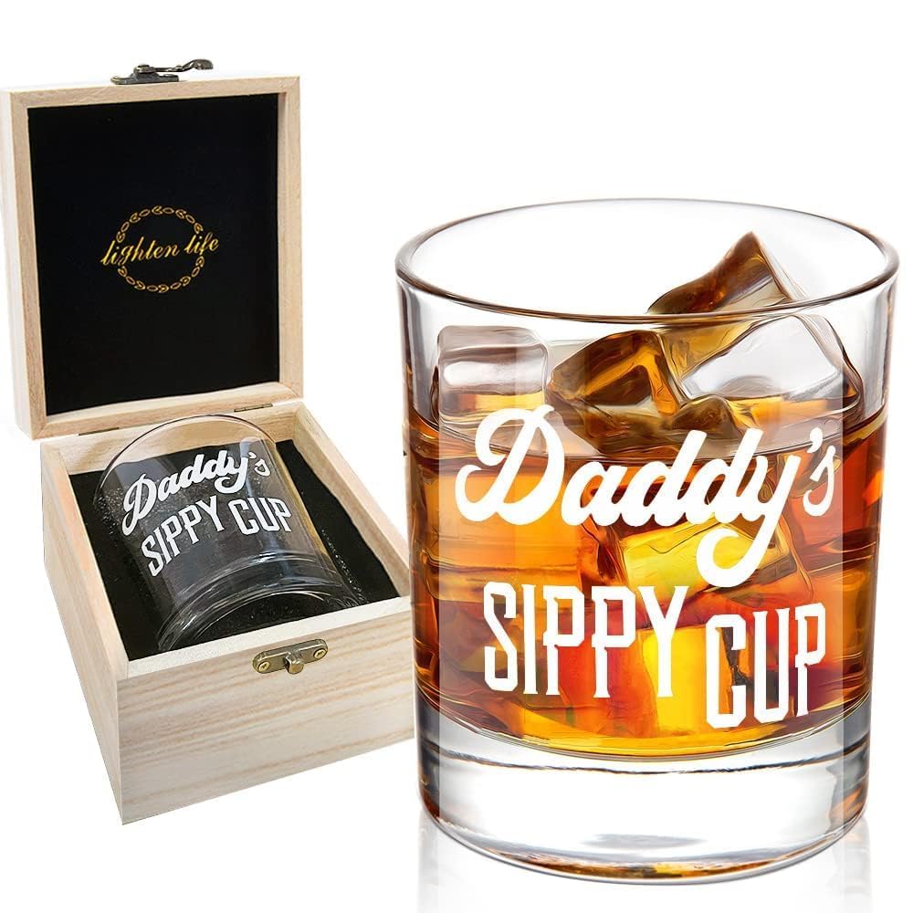 LIGHTEN LIFE Daddy's Sippy Cup 12 oz glass with sturdy base for daily use