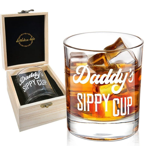LIGHTEN LIFE Daddy's Sippy Cup 12 oz glass with sturdy base for daily use