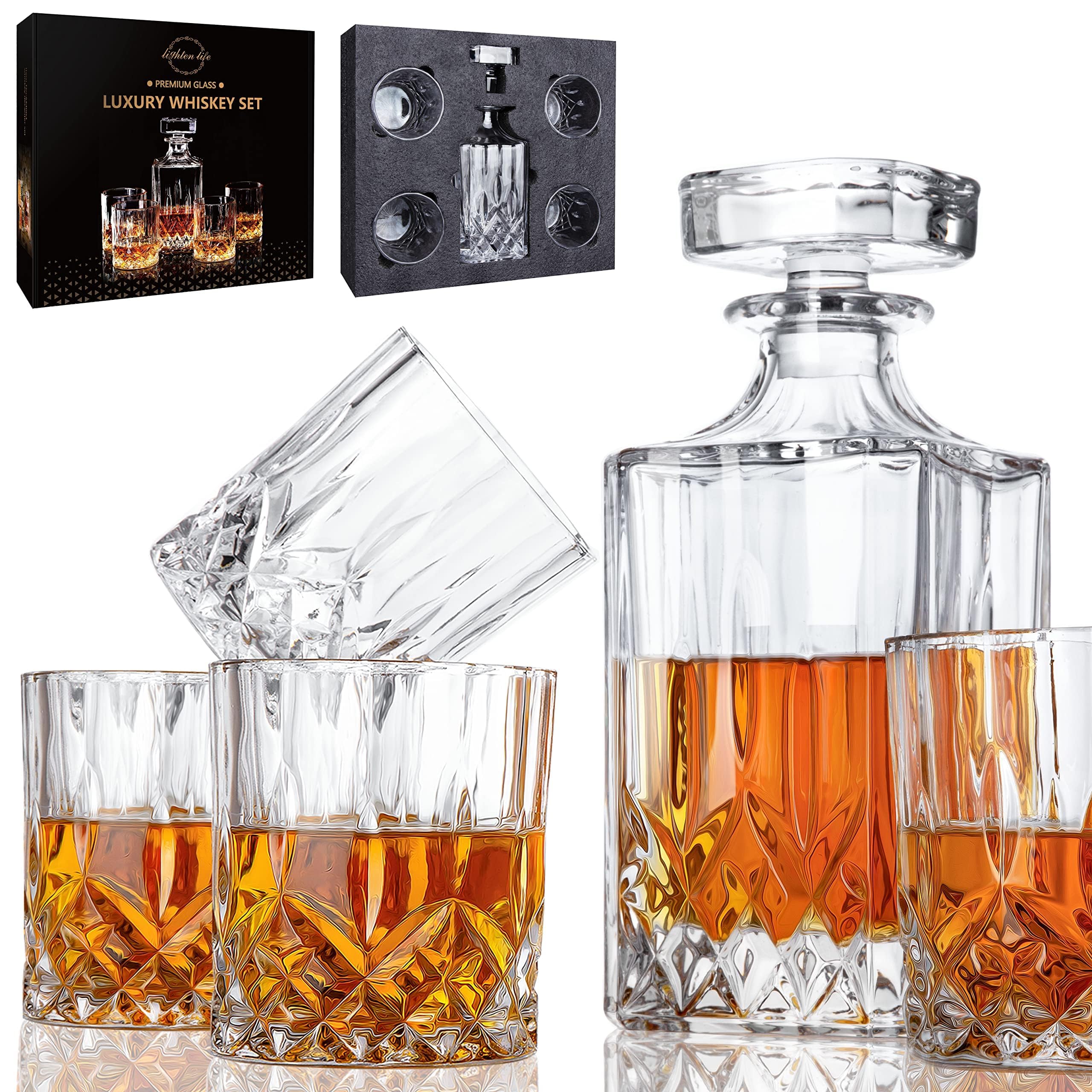 LIGHTEN LIFE four 10oz whiskey glasses for refined pours.