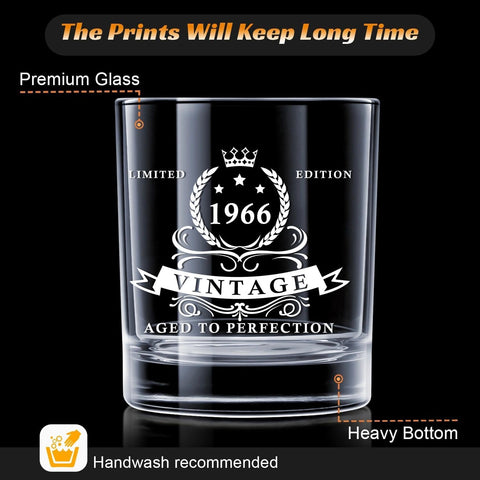 Lighten Life 1966 glass with engraved year, a milestone keepsake.