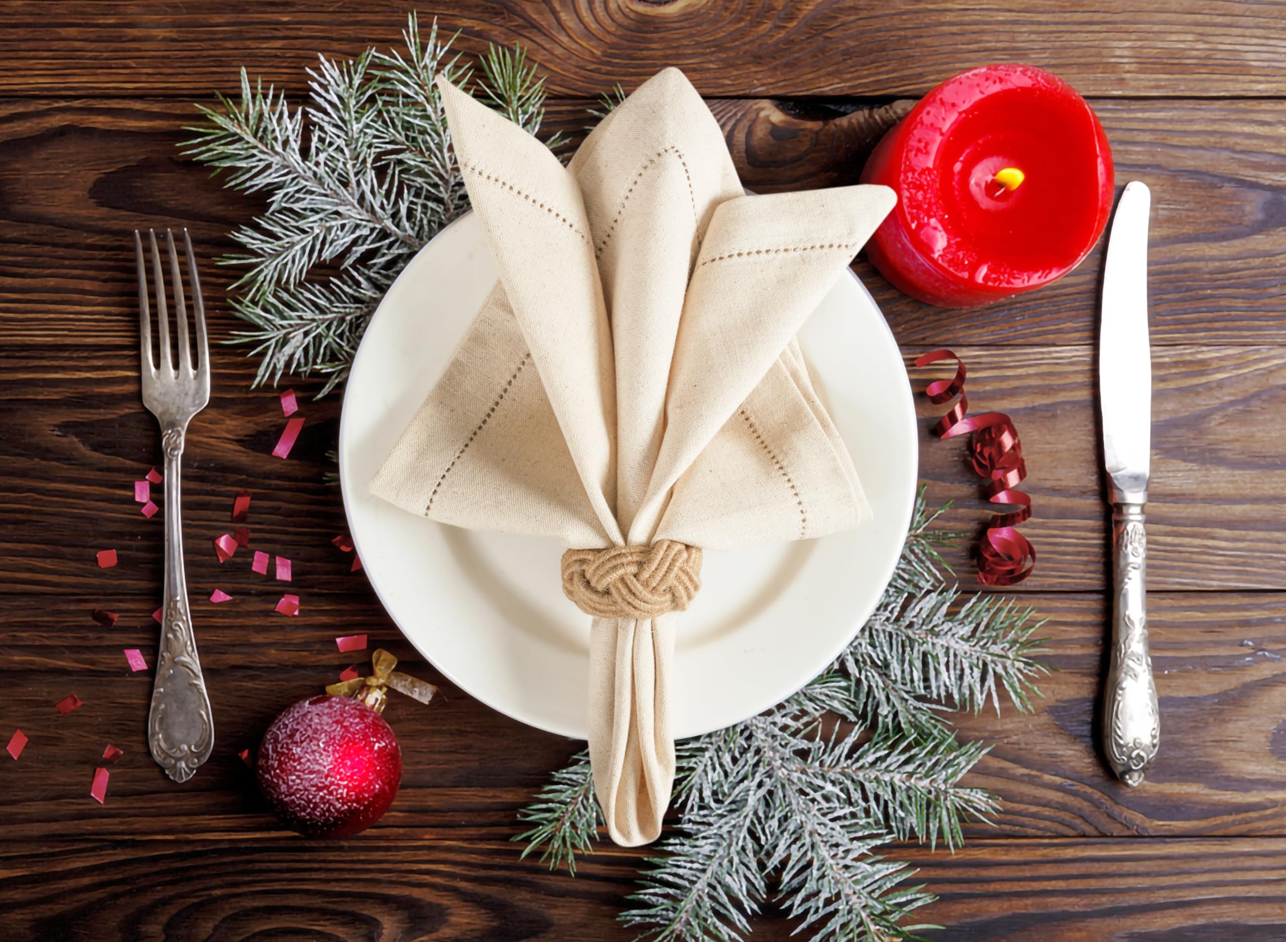 Light & Pro flax napkins natural color 18x18 for refined table styling.