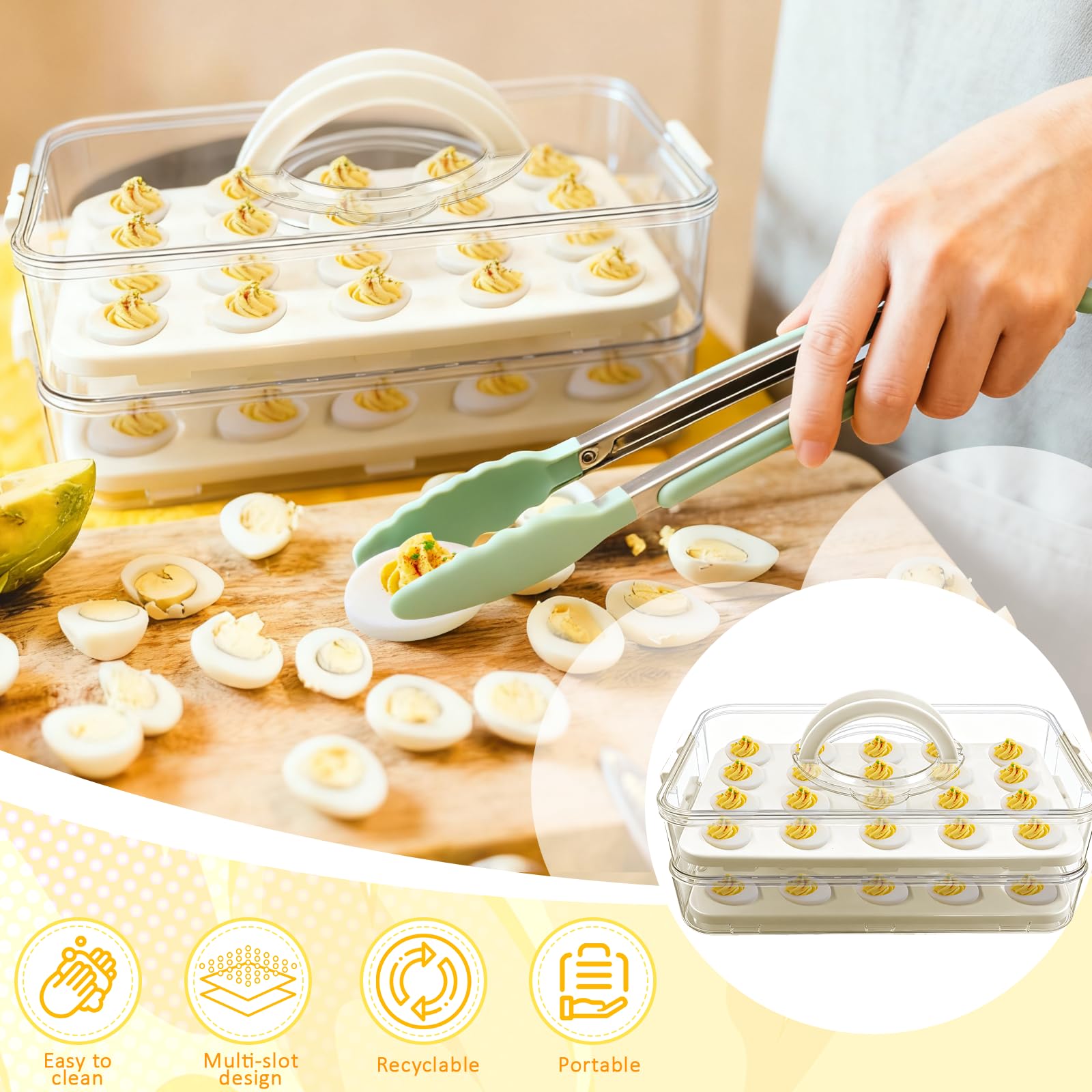 Lignumix airtight clear lid keeps eggs fresh and prevents leaks.