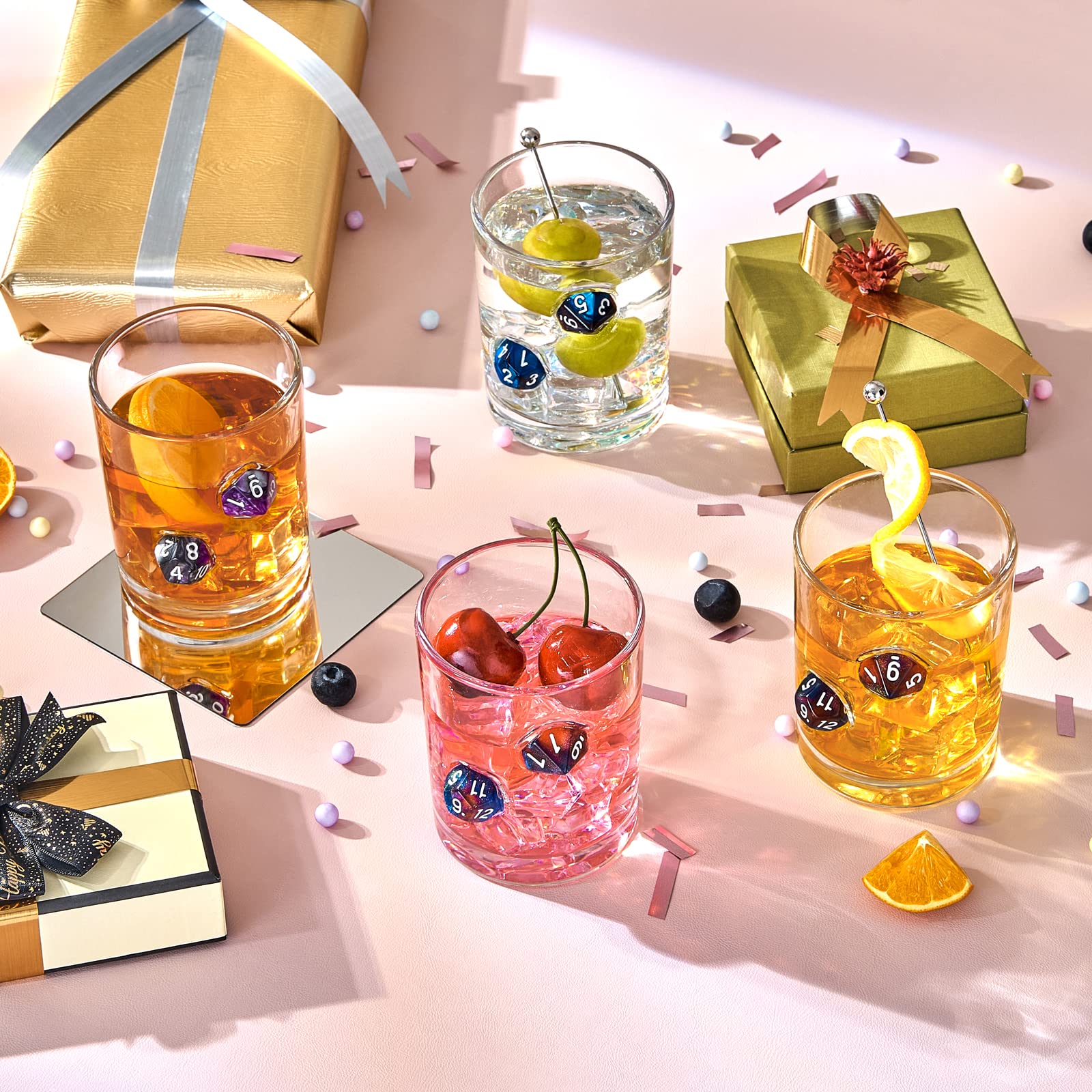 LIIGEMI handmade whiskey glass features purple dice for a playful yet premium vibe