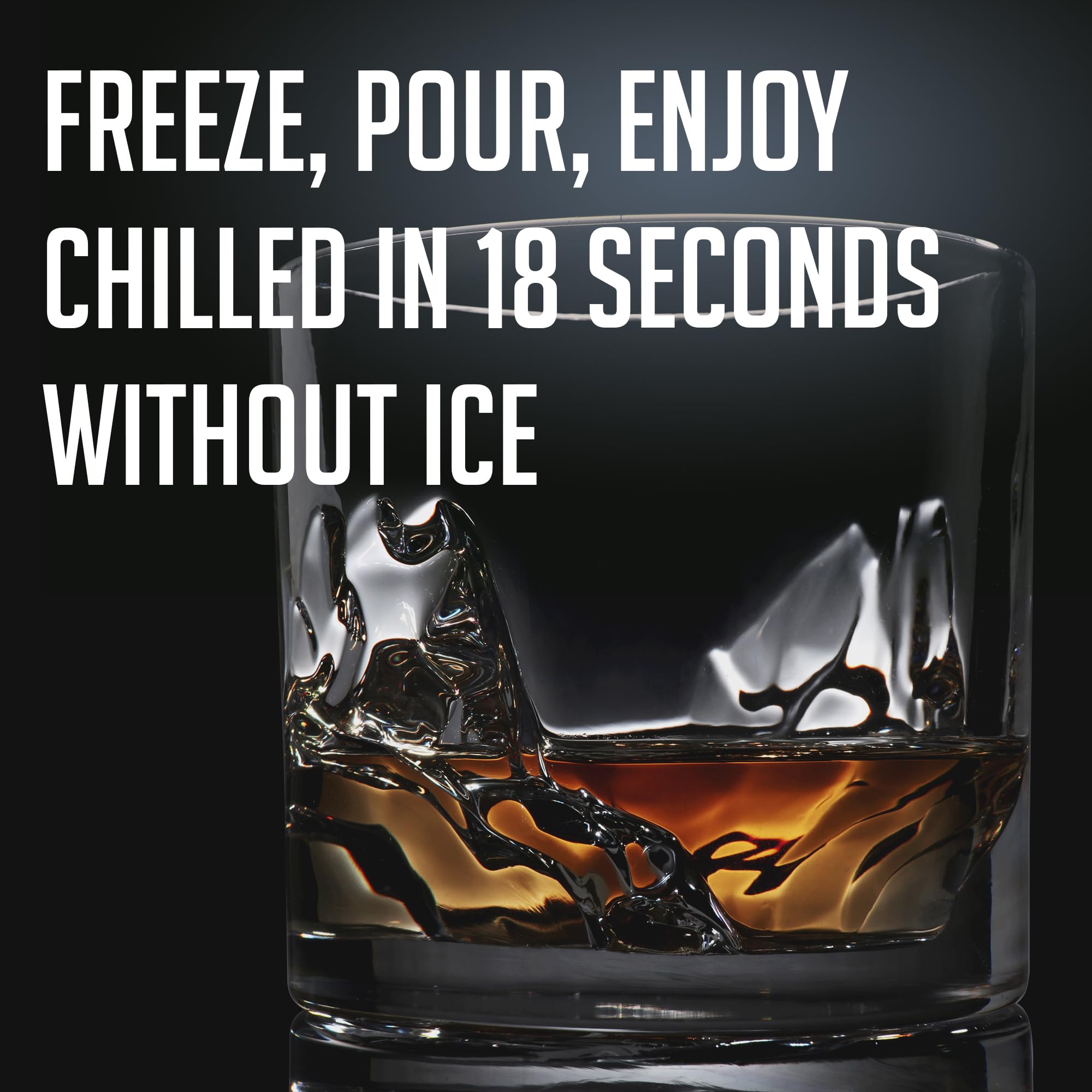 LIITON freezable whiskey glass keeps drinks cold without dilution.