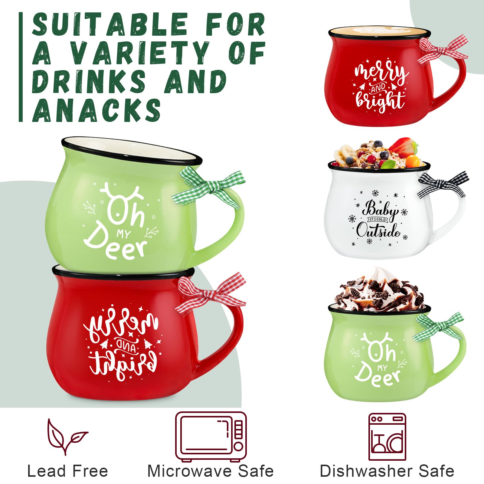 LIKAJON ceramic mugs safe for microwave and dishwasher
