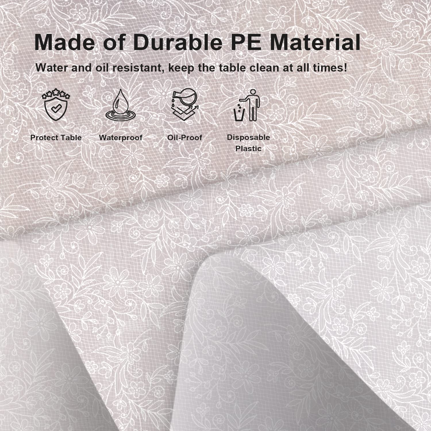 LIKAJON eight foot coverage tablecloth on a large table