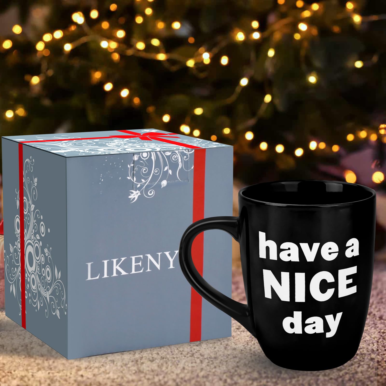 Likeny ceramic mug with thick walls for durability.