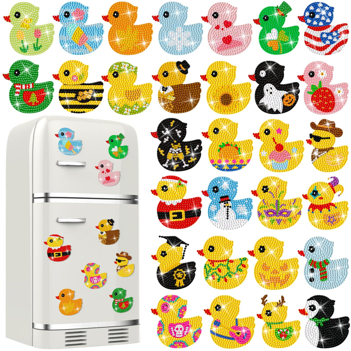 Liliaafar duck diamond painting magnets set packaging showing a colorful DIY fridge decor kit