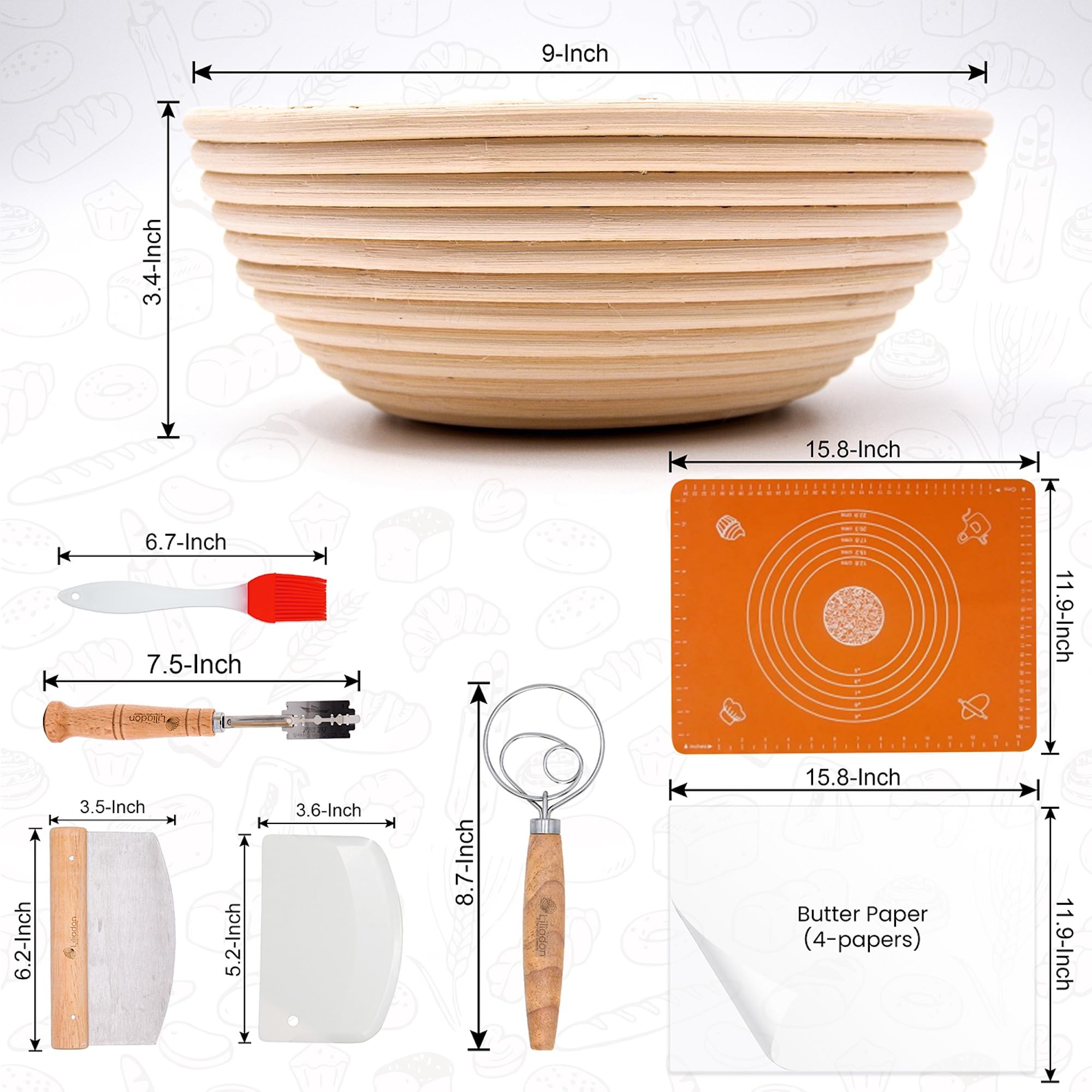 Liliadon linen liner for banneton creates non-stick shaping and clean loaves.