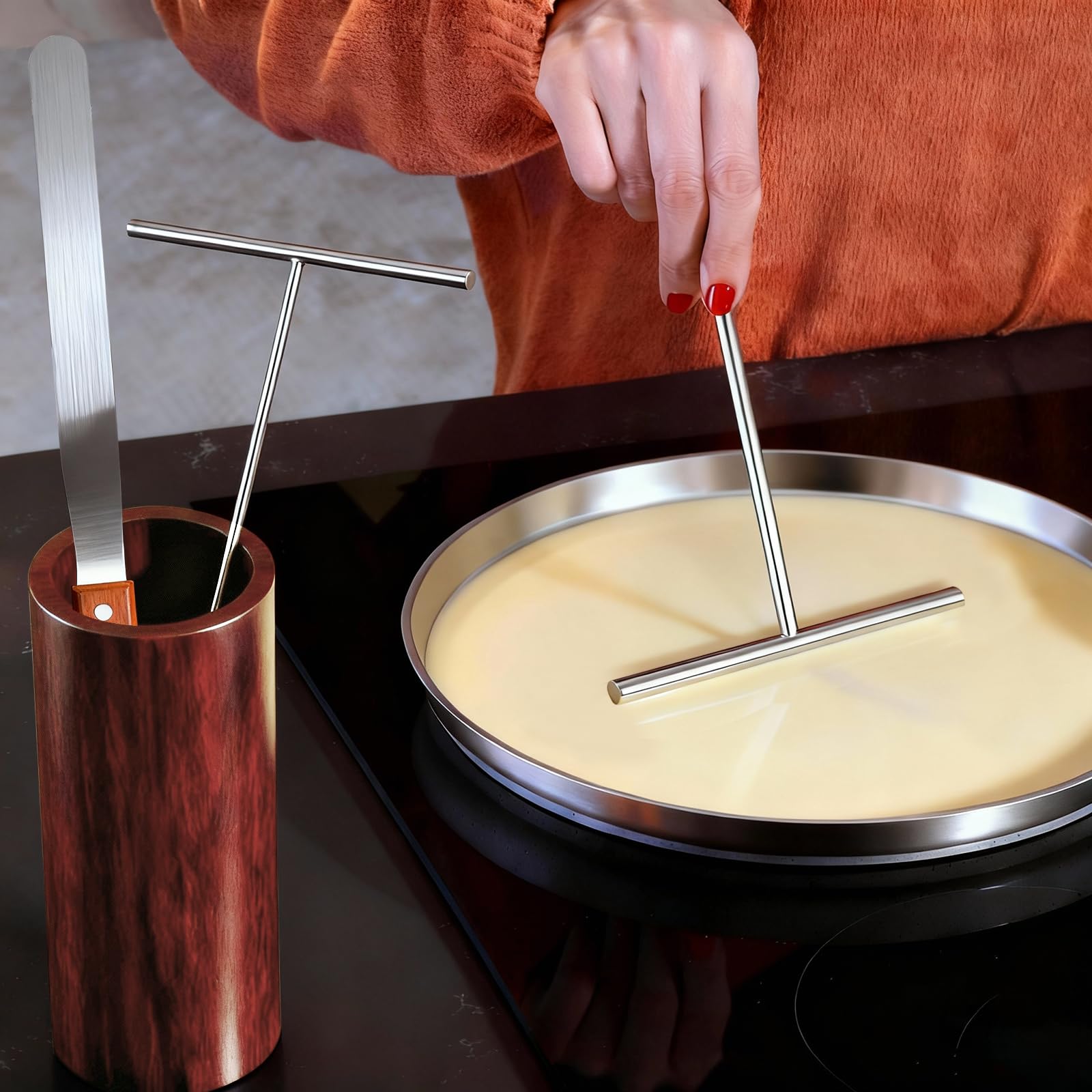 Lilithye 7-inch crepe spreader ensures smooth, thin crepe edges for restaurant-style results.