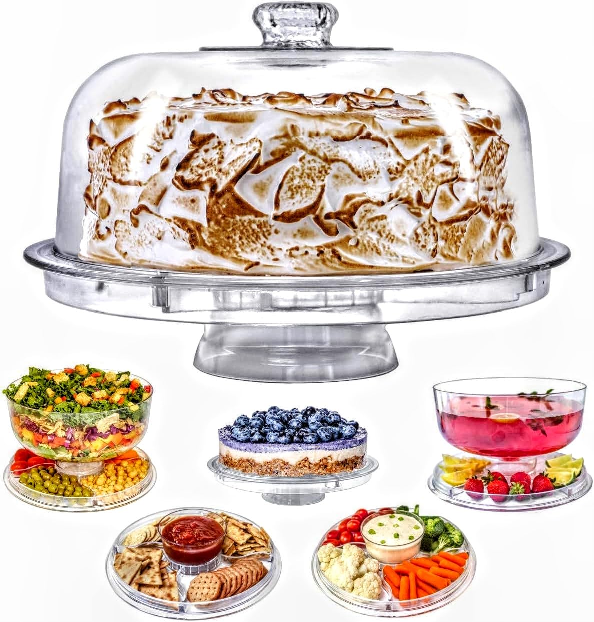 Lillian Tablesettings cake stand with dome for elegant dessert presentation