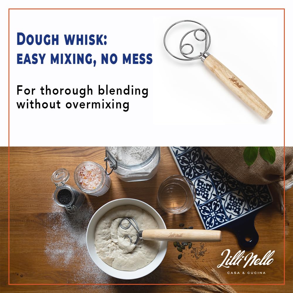 Lillinello dough-whisk delivers smooth, even mixing.
