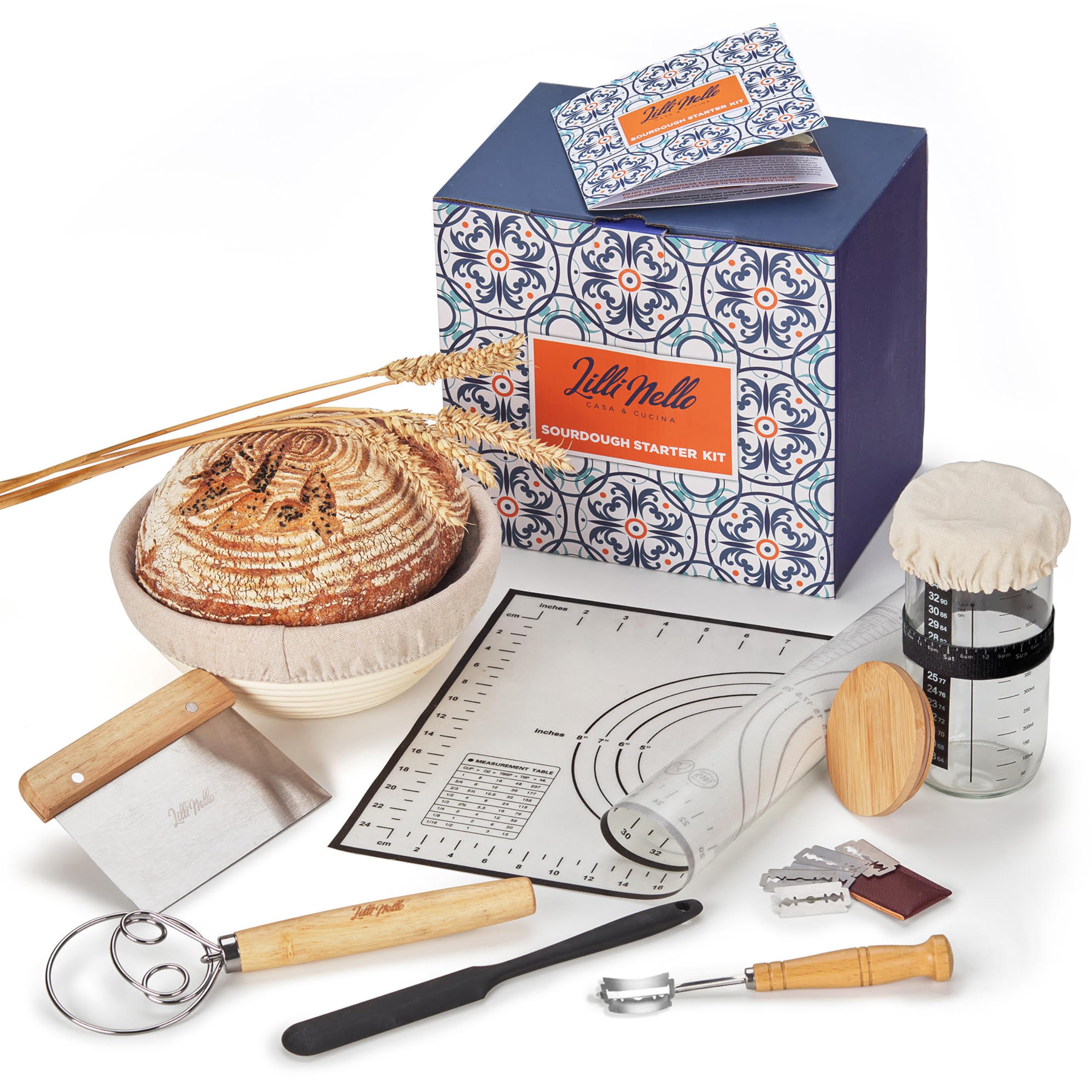 Lillinello sourdough-starter-jar 22oz with breathable cover for steady fermentation.