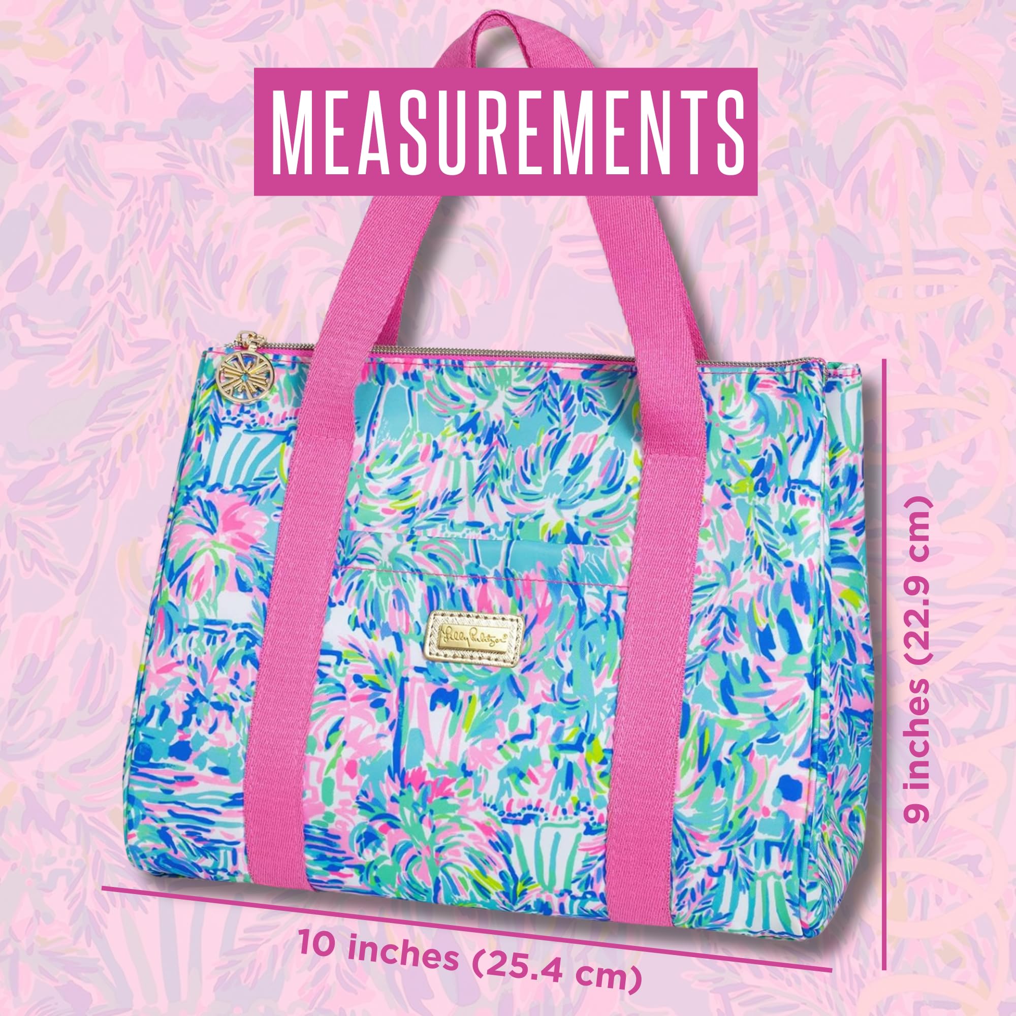 Lilly Pulitzer bold Cabana Cocktail print with gold logo adds style
