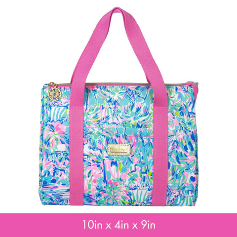 Lilly Pulitzer lunch bag with secure top zip closure for easy access